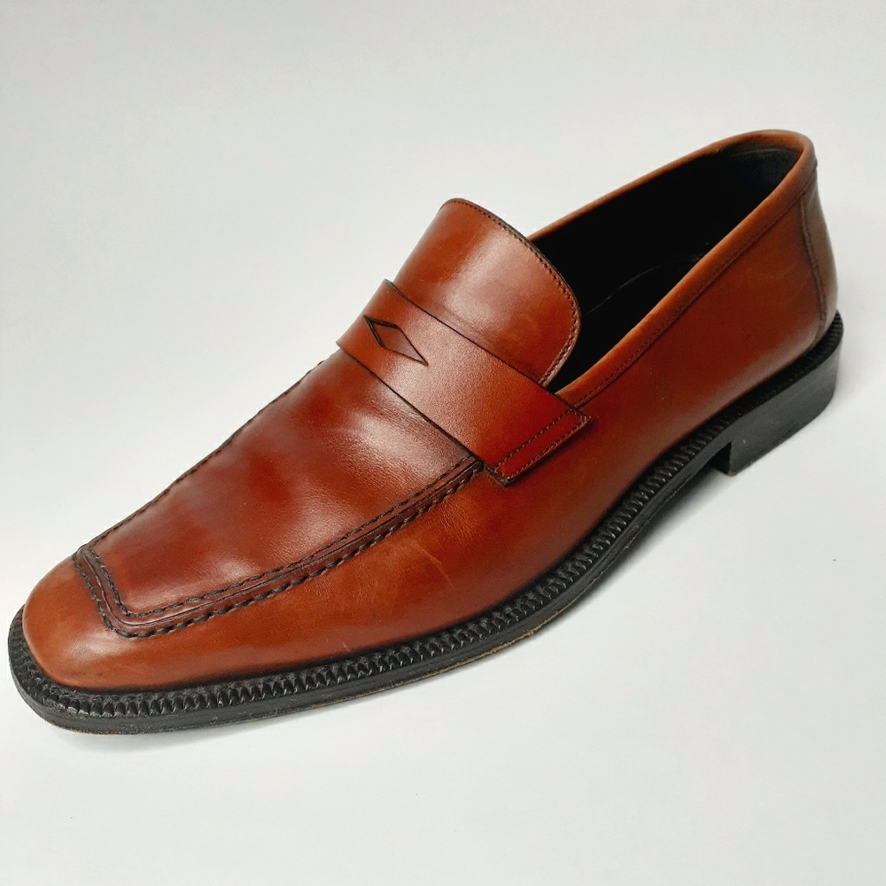 Bruno Magli Cognac Slip on Penny Loafer Size 8.5